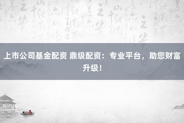 上市公司基金配资 鼎级配资：专业平台，助您财富升级！